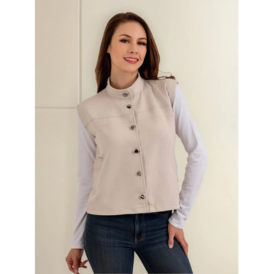 Chaleco De Gamuza Dama Con Botones Y Bolsas Laterales Casual | MercadoLibre