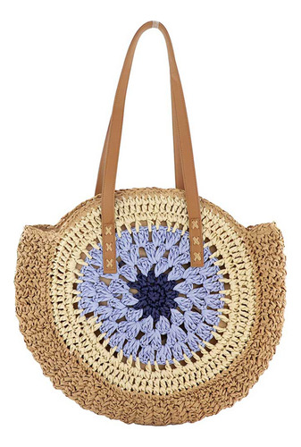 Bolso Redondo De Paja De Verano, Bandolera Para Playa, Vacac