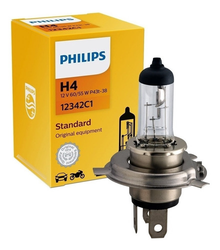 Lampara H4 Philips Standard 12v 60/55w Para Auto Camioneta