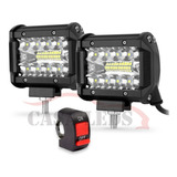 2 Faros Auxiliar Led 60w + Tecla Switch Moto Cuatri