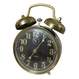 Reloj Despertador A Cuerda Con Campanilla Vintage Antiguo