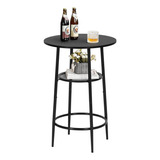 Mesa De Bar Redonda De 60cm, Color Negro Homemake Furniture