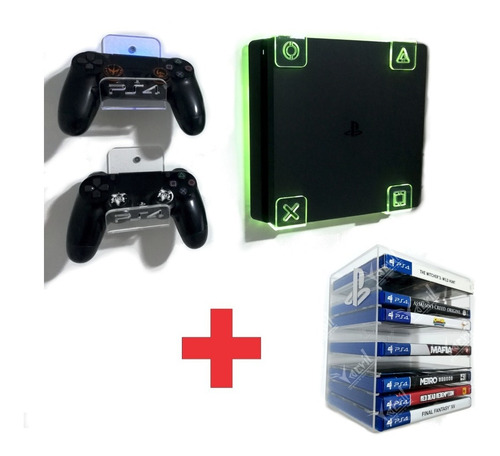 Combo Soporte Consola +2 Sop Control +repisa De Juegos