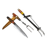 Cuchillo Campo Artesanal Set X3 Tenedor Expulsa Carne