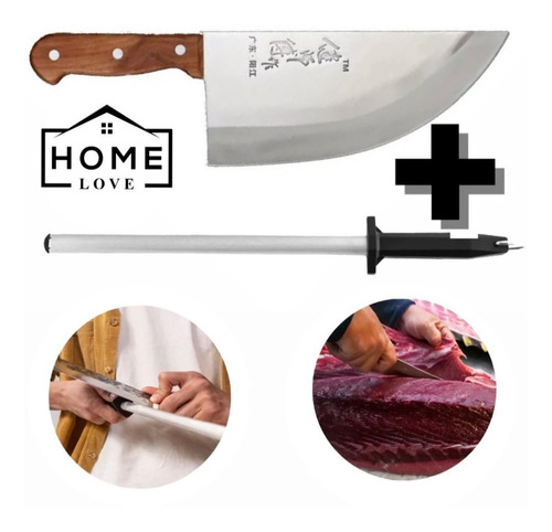 Hacha Grande Cocina Hachuela Cuchillo Chef Carne+ Chaira Pro