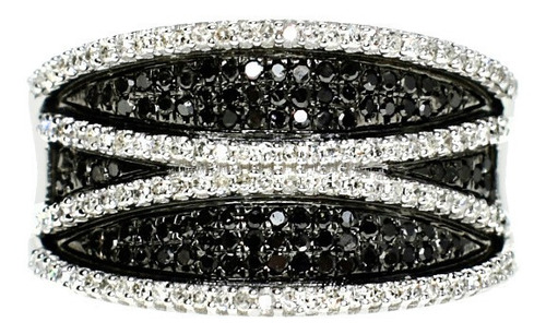 Anillo 210 Diamantes Black & White - Free Watch