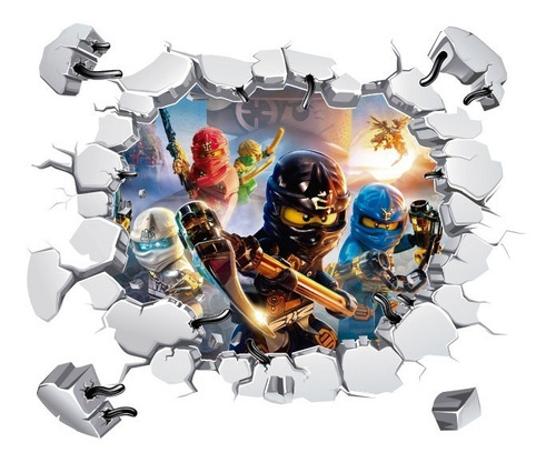 Tapiz 3d Decoración D Pared Ninjago Vinil Infantil 65x55cm