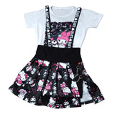 Falda Short Para Niña Con Tirantes Kuromi Kitty