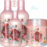 5 Kit Capilar Rosa Mosqueta Hábito Cosméticos Brilho Atacado