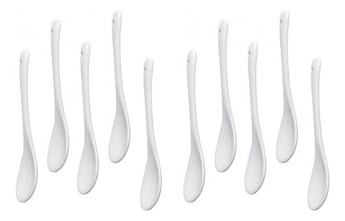 Generic, 10 Cucharas De Porcelana Blanca Para Huevos,