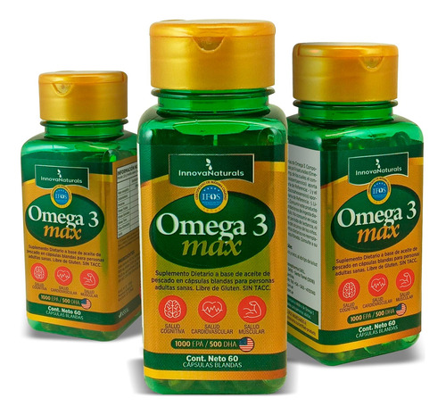 Omega 3 Max X 60 Caps Innovanaturals X 3 Unidades