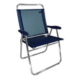 Cadeira De Praia Reclinável Em Alumínio King Até 140kg Azul