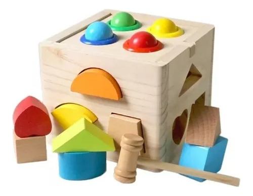 Juego Madera Montessori Cubo Encajar Figuras Didácticos Bebe