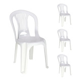 Kit Conjunto 4 Cadeiras Plástico Sem Braço Reforçada 154 Kg