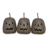 3 Calabazas Artesanales Halloween Rústicas Papel Mache