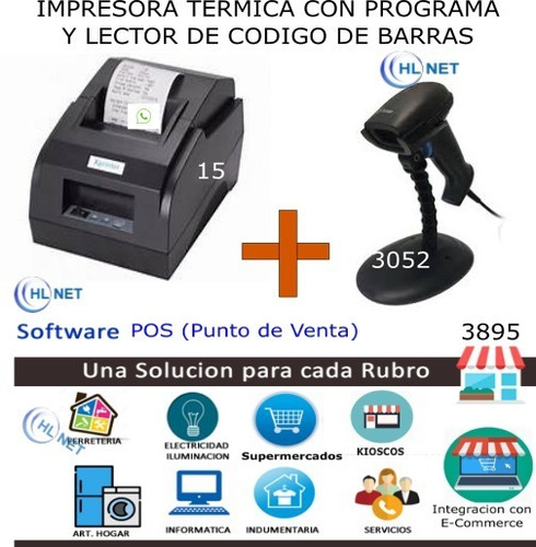 Impresora Termica + Sistema, Venta Stock + Lector De Barras 