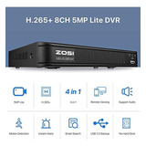 Sistema De Cámara De Video Hd-tvi 720p De 8 Canales Zosi, Gr Color 8ch Dvr+4 Cams