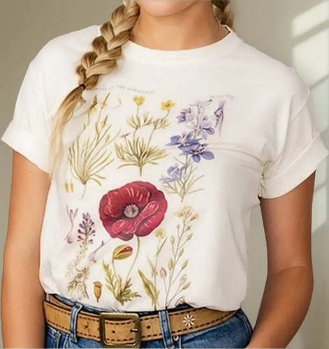Playera Blusa Especies Florales Flores Colores Moda Dama