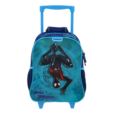 Mochila Chica Kinder Con Ruedas Chenson Miles Morales Marvel Telt Mm70887-9 Azul Telt