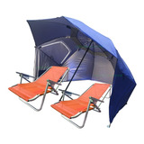 Combo Playa Sombrilla Carpa 240mt 2 Reposeras Aluminio 100kg