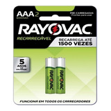 Pilha Recarregável Rayovac Aaa Palito 600mah Cartela 2peças