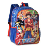 Mochila Bolsa Costas Infantil Escolar Anime One Piece Clio Cor Azul