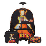 Kit Bolsa Escolar Masculina Naruto Carrinho Resistente Tam G