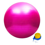 Bola Suiça 65cm Fitness Yoga Pilates Funcional Com Inflador Cor Rosa