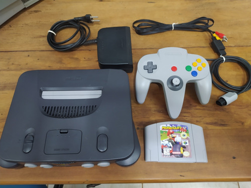 Nintendo 64 N64 C/ Mario Kart 64 + 1 Controle E Cabos 