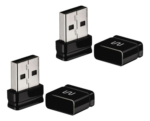 Kit 2 Pendrive Nano Preto 16gb Multilaser