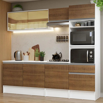 Cocina Integral Completa Modular Madesa Topazio 240cm Color Blanco\u002FMarrón | Meses sin interés