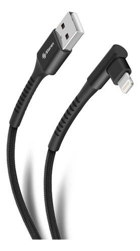 Cable Usb A Lightning Con Conector A 90° De 1 M Color Negro