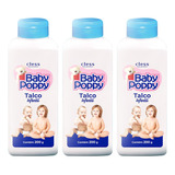 Talco Infantil Baby Poppy 3x200g Pele Do Bebê Muito Cheirosa