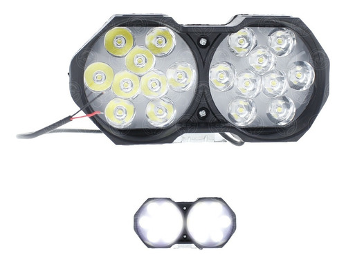 Faro 18 Led Gemelos Doble 4x4 Fija Y Estrobo Moto Pvc 12v F1