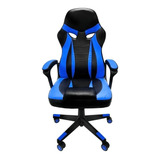 Silla De Escritorio Todatucasa Escorpion Gamer Ergonómica  Negra Y Azul Con Tapizado De Cuero Sintético