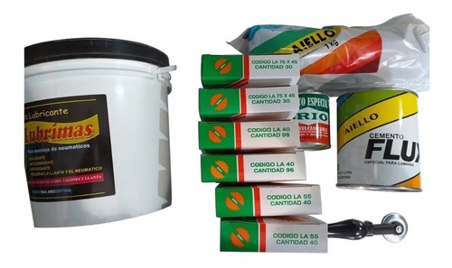 Kit Insumos De Gomeria Parches + Cemento + Pasta + Flux Etc