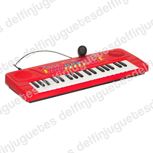 Teclado Piano Electrónico Juguete Con Micrófono Usb Rojo