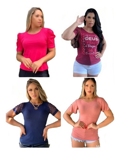 Blusas Evangelicas Femininas Kit 10 Blusinhas Lisa Atacado