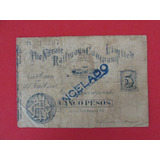 Antiguo Billete Salitrero $ 5 Pesos Nitrate Iquique Año 1891