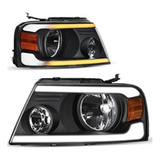 F150 Lobo 2004 2008 Faros Fondo Negro Linea Fibra Optica Led