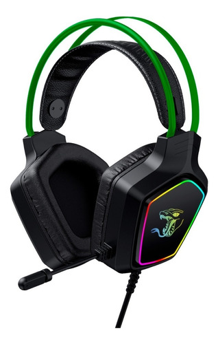 Auriculares Gamer Aiwa Constrictor Rgb Con Mic Color Negro