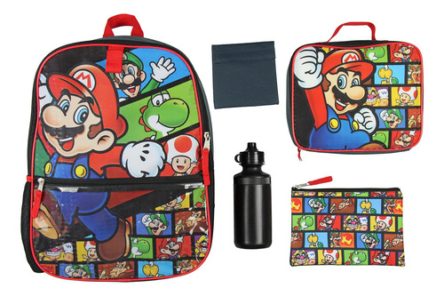 Bioworld Nintendo Backpack Super Mario 5 Pc Charact.