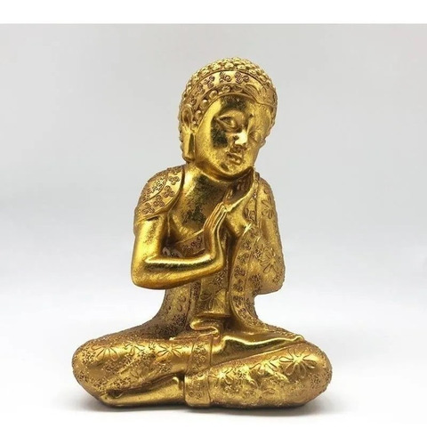Figura Decorativa Buda Tono Gold En Descanso / Dco