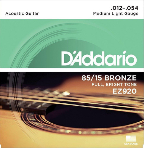 Encordoamento Para Violão Aço Daddario 012 Ez920 Bronze