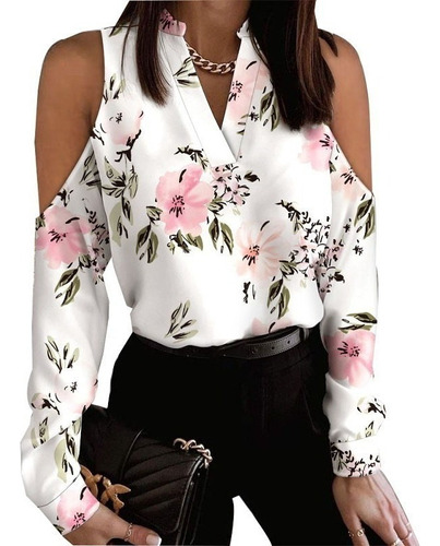 Blusa Con Hombros Descubiertos Y Estampado Floral Elegante