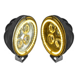 Par Faros Auxiliares 4 Leds Fijo Estrobo Arillo Cob Amarillo