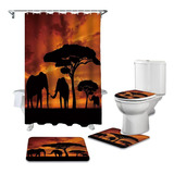 4pc Juego De Baño Impermeable Elefante Indio Africano