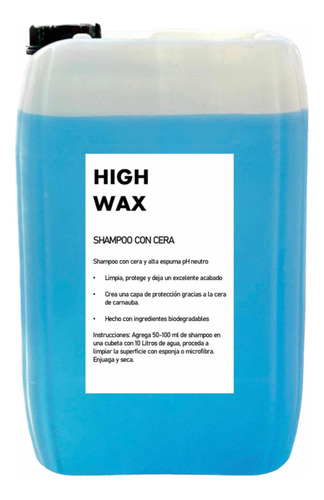 Shampoo Con Cera Alta Espuma 20 Litros