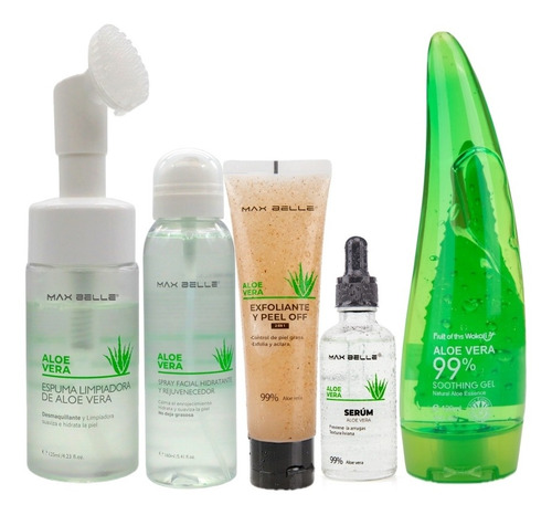 Set Skin Care Aloe Vera Espuma Gel Hidratante Sérum Facial 