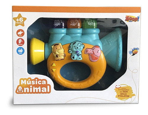 Brinquedo Mini Corneta Musica Animal P/ Bebê C Luz Divertido